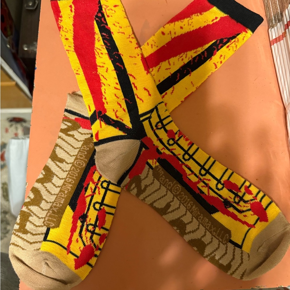 Vibrant Yellow and Red Graphic Socks